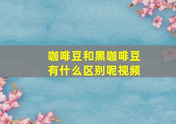 咖啡豆和黑咖啡豆有什么区别呢视频