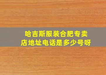 哈吉斯服装合肥专卖店地址电话是多少号呀