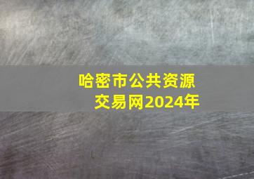 哈密市公共资源交易网2024年