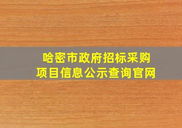 哈密市政府招标采购项目信息公示查询官网