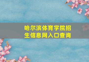 哈尔滨体育学院招生信息网入口查询