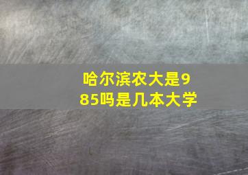 哈尔滨农大是985吗是几本大学