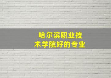 哈尔滨职业技术学院好的专业