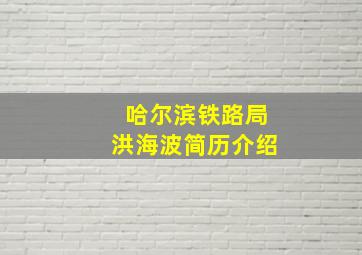 哈尔滨铁路局洪海波简历介绍