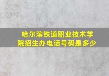 哈尔滨铁道职业技术学院招生办电话号码是多少