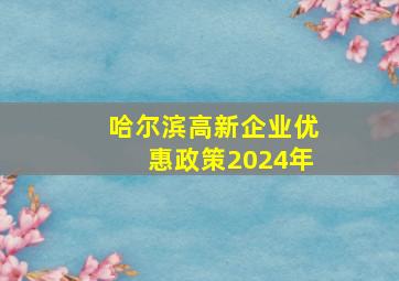 哈尔滨高新企业优惠政策2024年