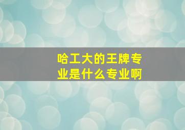 哈工大的王牌专业是什么专业啊