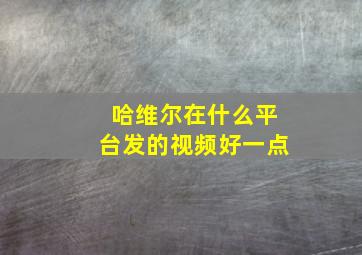 哈维尔在什么平台发的视频好一点