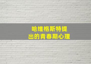 哈维格斯特提出的青春期心理