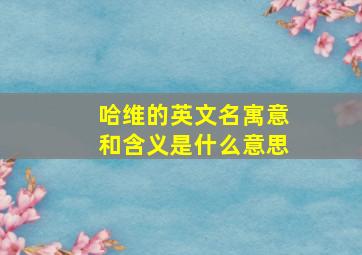 哈维的英文名寓意和含义是什么意思