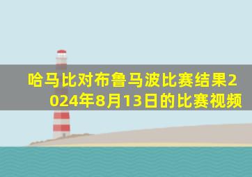 哈马比对布鲁马波比赛结果2024年8月13日的比赛视频