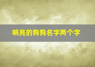 响亮的狗狗名字两个字