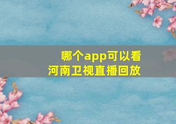 哪个app可以看河南卫视直播回放