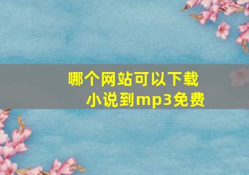 哪个网站可以下载小说到mp3免费