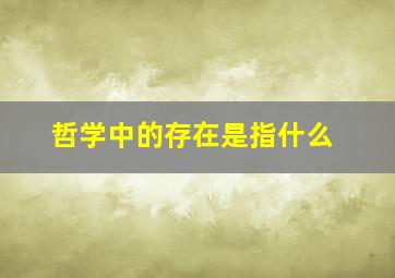 哲学中的存在是指什么