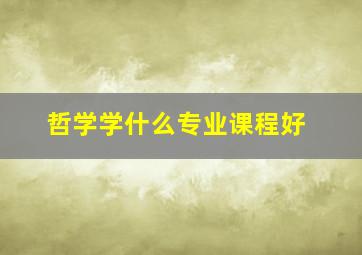 哲学学什么专业课程好