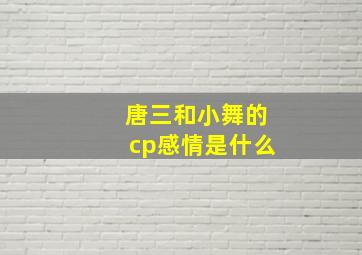 唐三和小舞的cp感情是什么