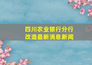 四川农业银行分行改造最新消息新闻