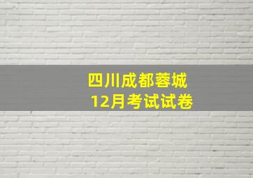 四川成都蓉城12月考试试卷