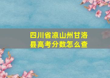 四川省凉山州甘洛县高考分数怎么查