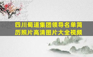 四川蜀道集团领导名单简历照片高清图片大全视频