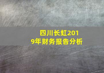 四川长虹2019年财务报告分析