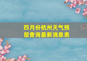 四月份杭州天气预报查询最新消息表