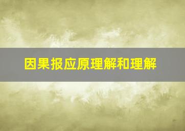 因果报应原理解和理解