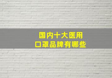 国内十大医用口罩品牌有哪些