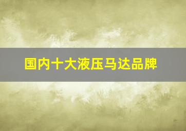 国内十大液压马达品牌