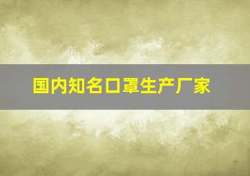 国内知名口罩生产厂家