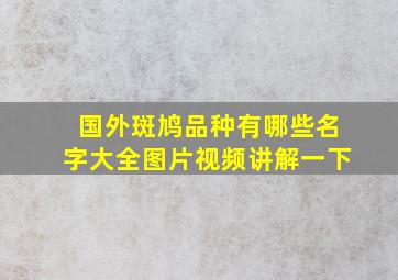 国外斑鸠品种有哪些名字大全图片视频讲解一下