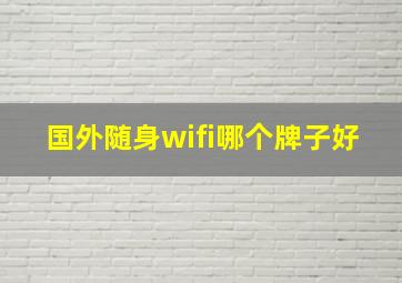 国外随身wifi哪个牌子好