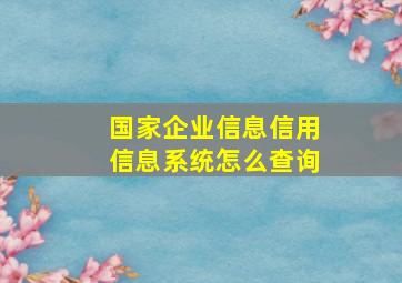 国家企业信息信用信息系统怎么查询