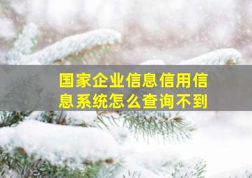 国家企业信息信用信息系统怎么查询不到