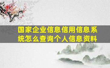 国家企业信息信用信息系统怎么查询个人信息资料