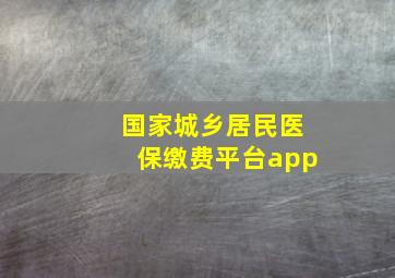 国家城乡居民医保缴费平台app