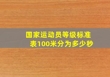 国家运动员等级标准表100米分为多少秒