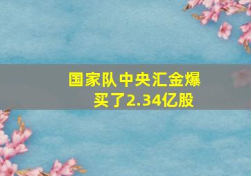 国家队中央汇金爆买了2.34亿股