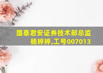 国泰君安证券技术部总监杨婷婷,工号007013