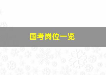 国考岗位一览