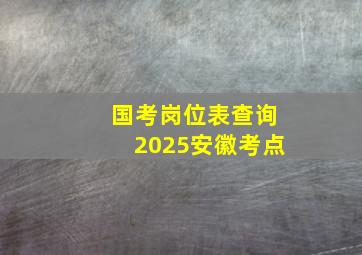 国考岗位表查询2025安徽考点