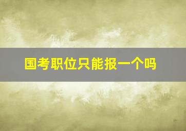 国考职位只能报一个吗