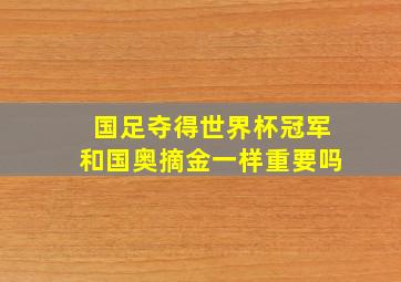 国足夺得世界杯冠军和国奥摘金一样重要吗