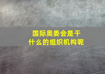 国际奥委会是干什么的组织机构呢