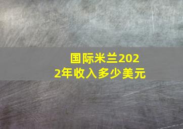 国际米兰2022年收入多少美元