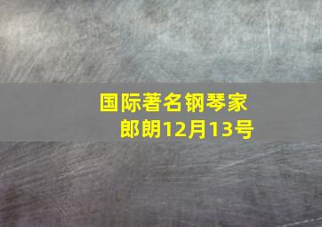 国际著名钢琴家郎朗12月13号