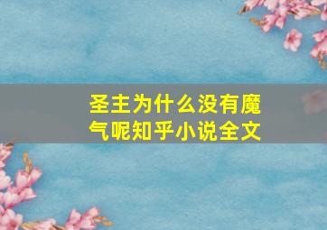 圣主为什么没有魔气呢知乎小说全文