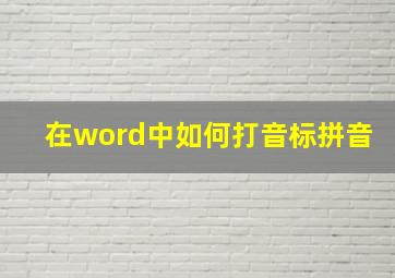 在word中如何打音标拼音