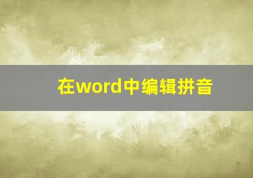 在word中编辑拼音